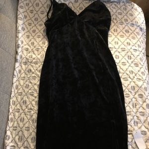 Black velvet bodycon dress